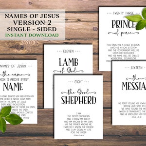 Names of Jesus Scripture Cards. Instant Download Printable. Bible Verse ...