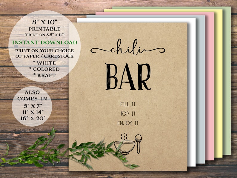 Chili Bar Sign. Instant Download Printable. Chili Table Decor. - Etsy