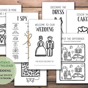 Libro di attività per bambini in matrimonio. Libro da colorare. Download immediato stampabile. Attività di matrimonio per bambini. Giochi. Puzzle. Colore. Favore del partito.