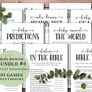Babyshowerspelbundel 4. Directe download afdrukbaar. Pakket met babyspellen. Douche-ideeën. Bedankkaarten. Eenvoudig spelpakket. Invoegen voor uitnodiging.