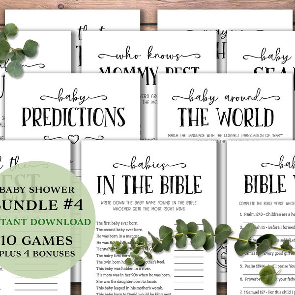 Baby Shower Game Bundle 4. Instant download printable. Baby games pack. Shower ideas. Thank you cards. Simple game package. Invite insert.