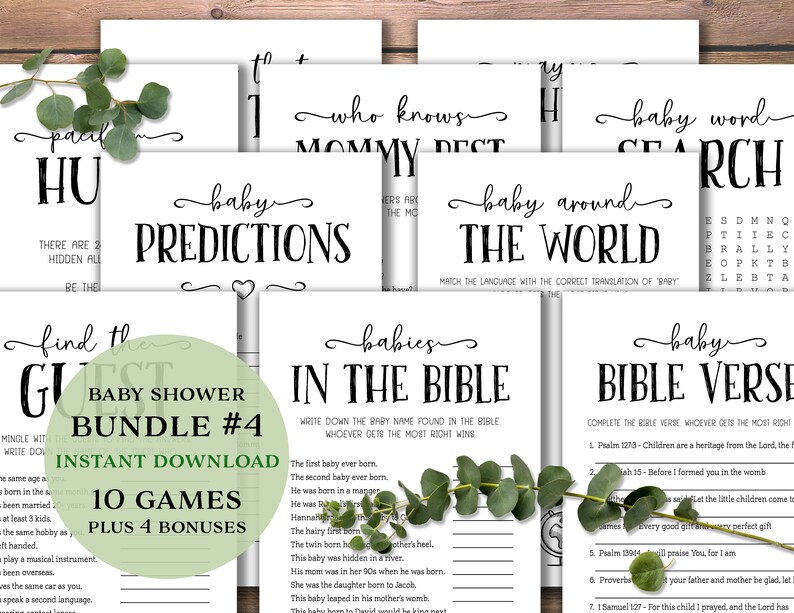 Baby Shower Game Bundle 4. Instant Download Printable. Baby Games Pack ...