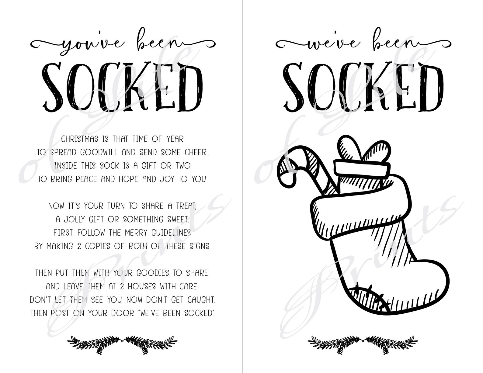 You've Been Socked. Instant Download Printable. Christmas Etsy