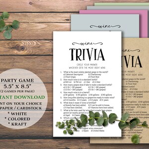 Wine Trivia. Party Game. Instant Download Printable. Wine - Etsy