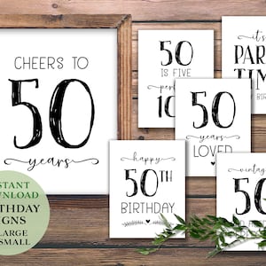 50.° cumpleaños. Paquete de carteles. Descarga instantánea e imprimible. Saludos por los 50 años. Paquete de carteles. Decoraciones para fiestas. Decoración de mesa. 50 años de amor.