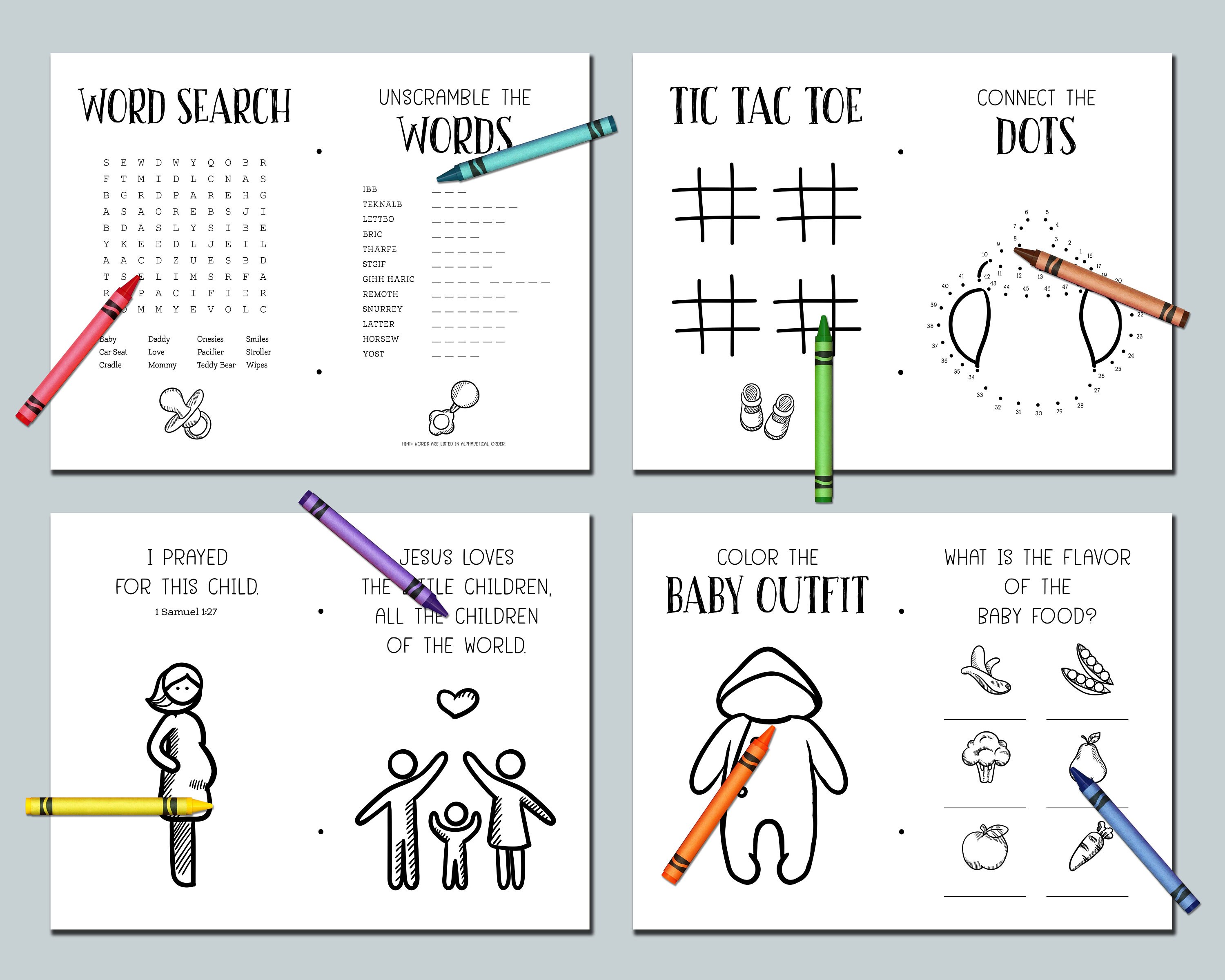 Baby Shower Kid's Activity Book. Coloring Book. Instant Etsy