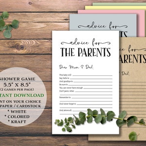 Baby Shower Spiel. Hinweise für die Eltern. Sofortiger Download zum Ausdrucken. Neuankömmlinge wünscht für Mama und Papa, Paar. Worte der Weisheit Partykarte