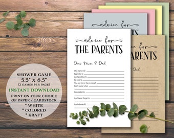 Baby Shower Game. Advice for the Parents. Instant download printable. New arrival wishes for mom and dad, couple. Words of wisdom Party card