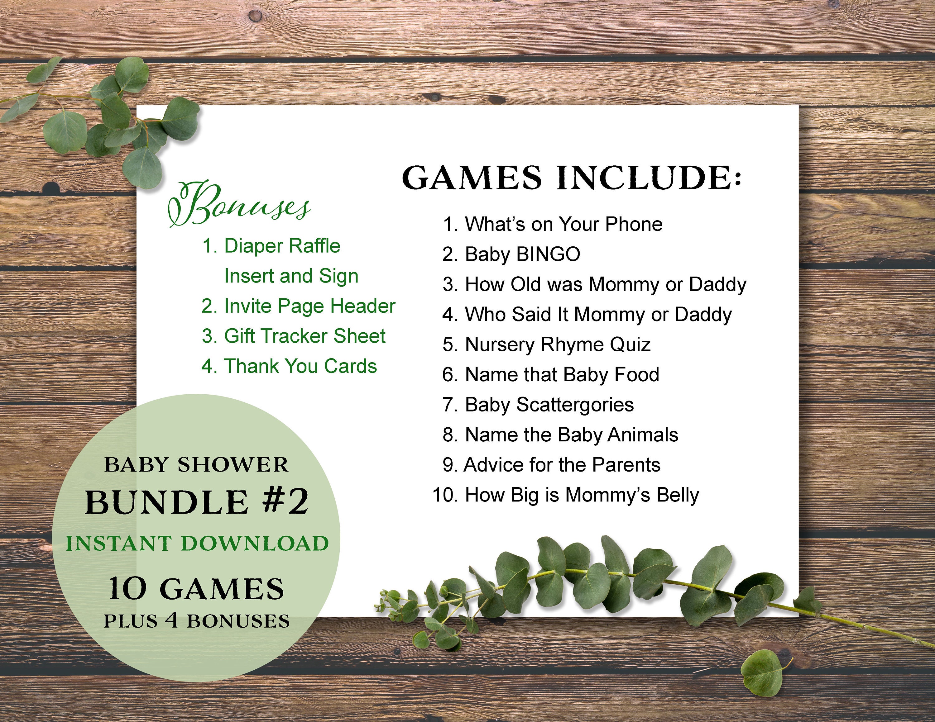 Baby Shower Game Bundle 2. Instant Download Printable. Baby Games Pack ...