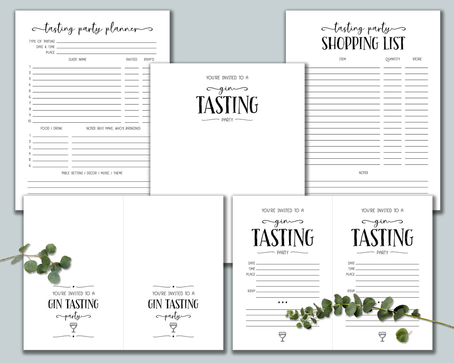 Gin Tasting Party Kit. Instant Download Printable. Score Card Etsy
