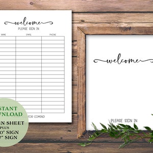 Welcome Please Sign In. Instant download printable. Sign in sheet for Real estate open house, Business, Church, Group meeting, Contact list.