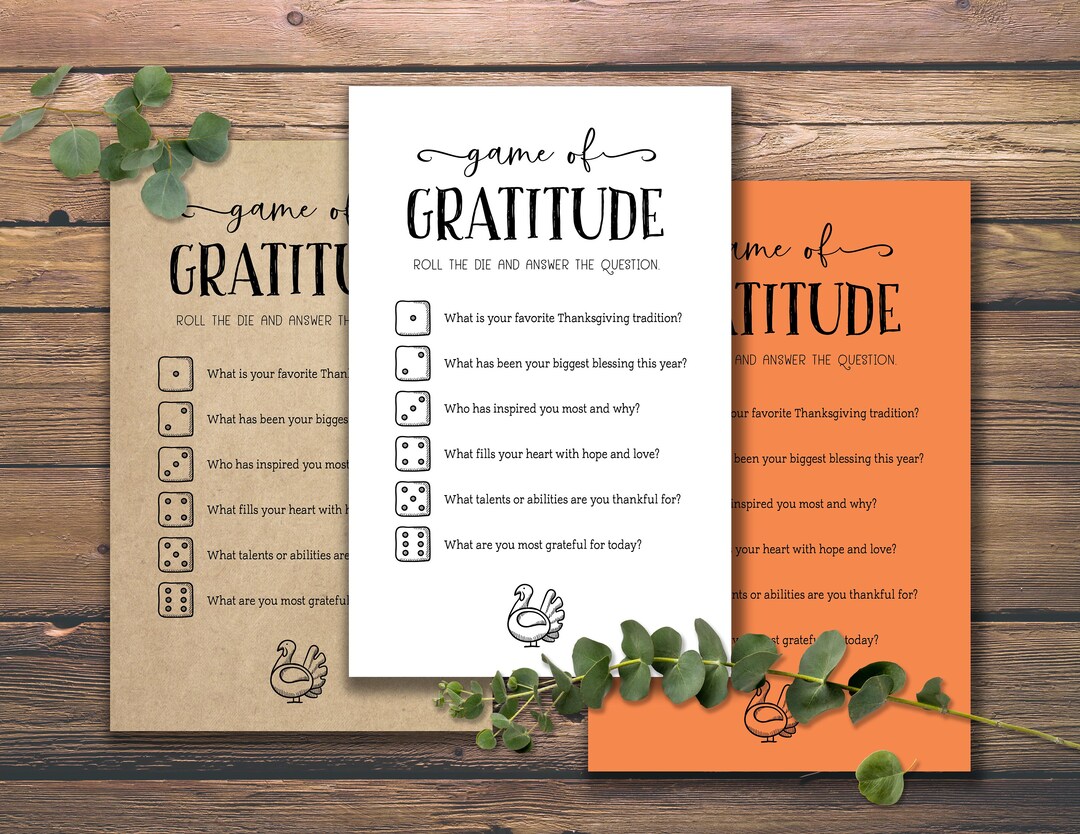 Gratitude Game. Instant Download Printable. Thanksgiving Dinner Games ...