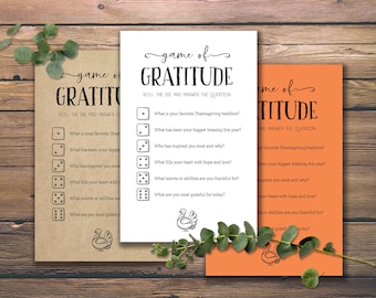 Gratitude Game. Instant download printable. Thanksgiving Dinner Games. Rustic Chic Fun party idea cards. Family activities. Friendsgiving.