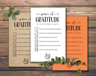 Juego de gratitud. Descarga instantánea imprimible. Juegos de cena de Acción de Gracias. Tarjetas de ideas para fiestas Rustic Chic Fun. Actividades familiares. Amistad.