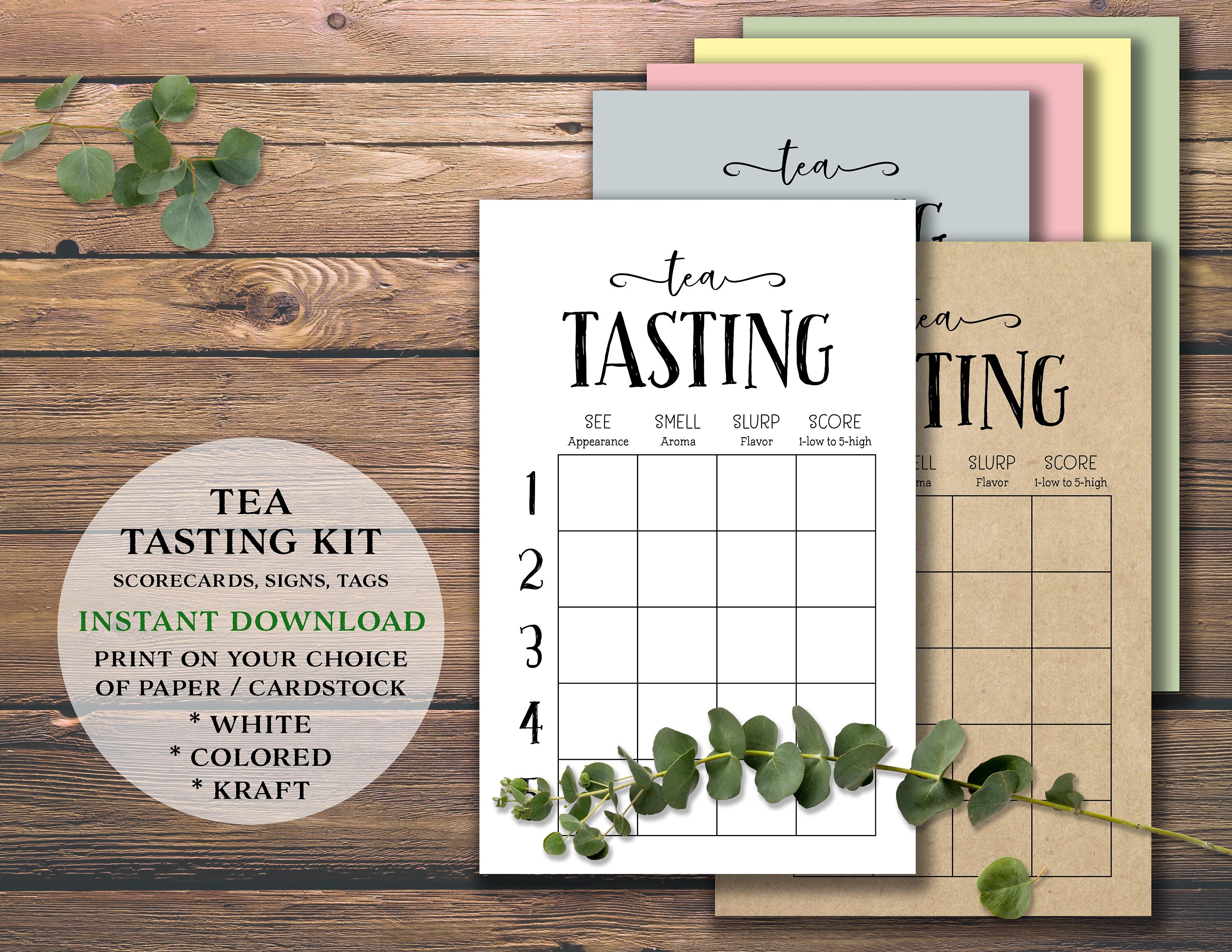 Tea Tasting Party Kit. Instant Download Printable. Score Card, Place ...