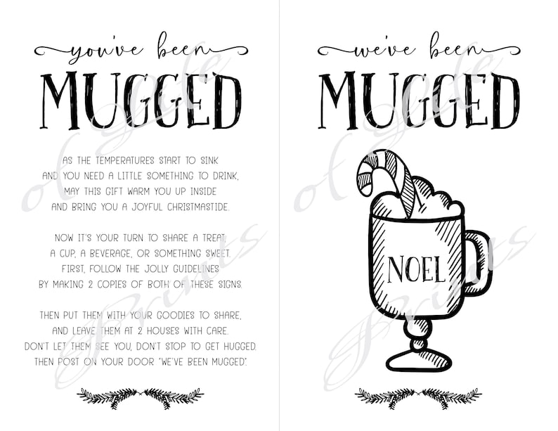 You ve Been Mugged Instant Download Printable Christmas Etsy