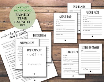 Family Time Capsule. Instant download printable. Kids activities. Christmas gift idea cards. Children's holiday fun project. Homeschooling.