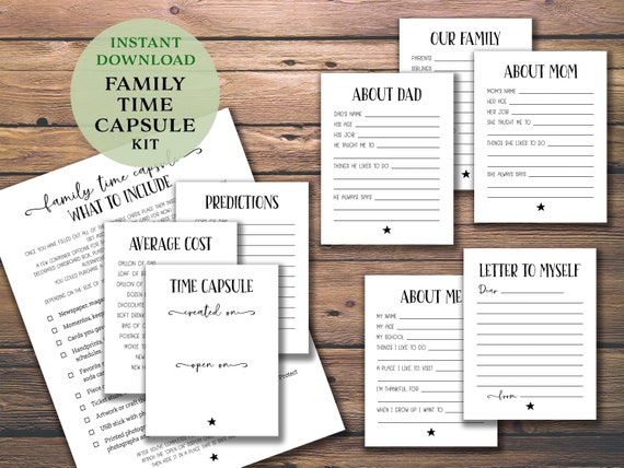 Family Time Capsule. Instant Download Printable. Kids