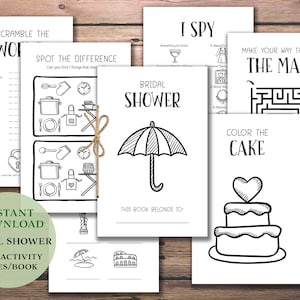 Bridal Shower Kid&#39;s Activity Book. Coloring Book. Instant download printable. Children&#39;s Wedding Activities. Games Puzzles Color Party favor