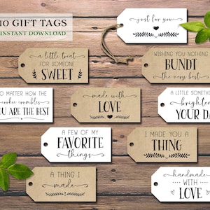 Étiquettes-cadeaux faites avec amour. Téléchargement instantané imprimable. Étiquettes rustiques. Cartes pour enseignant ami voisin collègue. Cadeaux faits à la main faits maison.
