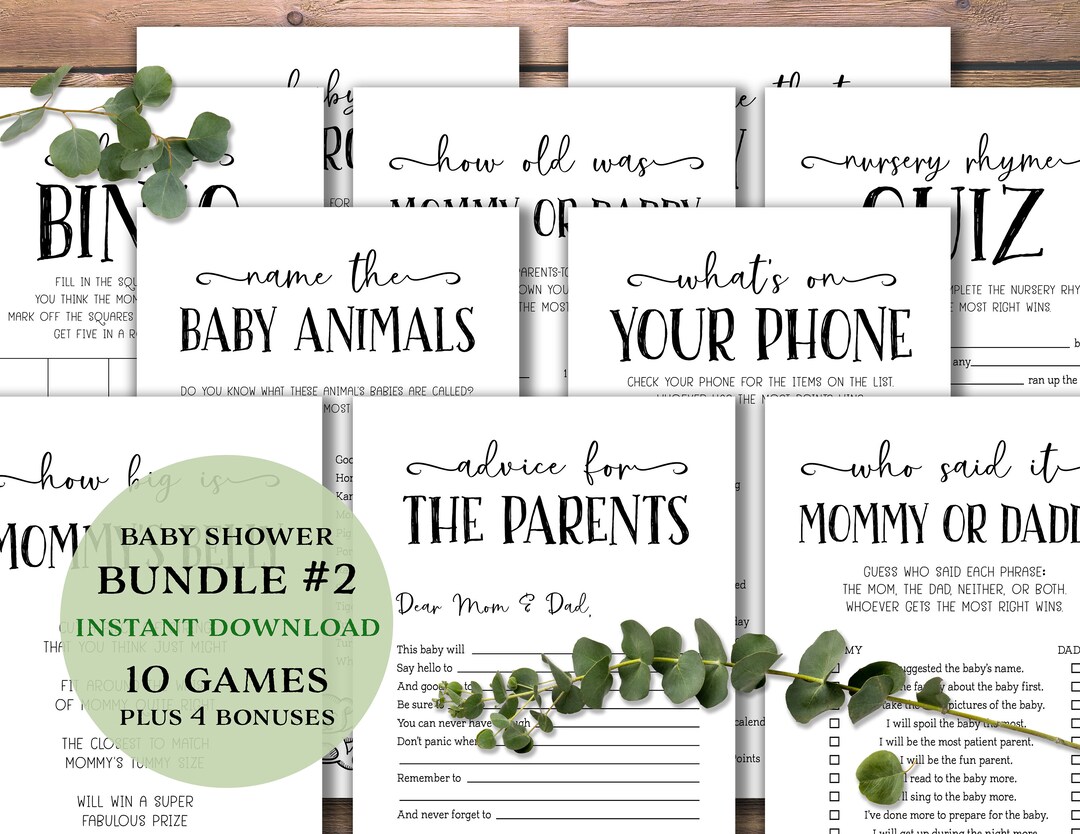 Baby Shower Game Bundle 2. Instant Download Printable. Baby Games Pack ...