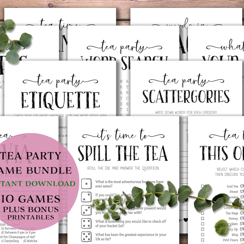 Tea Party Games - Etsy