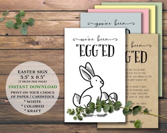 You've Been EGGed. Instant download printable. Easter Game. We've been egged sign. Neighborhood Easter egg hunt. Neighbors Friends Family.
