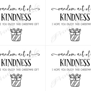 Random Act of Kindness Cards. Instant Download Printable. Christmas ...