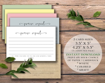 Tarjetas de informe de alabanza y letreros. Descarga instantánea e imprimible. Tarjetas con versículos bíblicos cristianos. Peticiones de oración de la iglesia con las escrituras. Grupo de estudio.