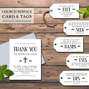 Danke, dass Sie unserer Kirche dienen. Karte und Geschenkanhänger. Sofortiger Download zum Ausdrucken. Christliche Grußkarte. Pastor, Prediger Geistlicher Geistlicher.