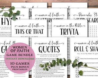 Women of Faith Games Bundle. Instant download printable. Christian party pack. Girls Bible study night. Church Family. Ladies retreat.