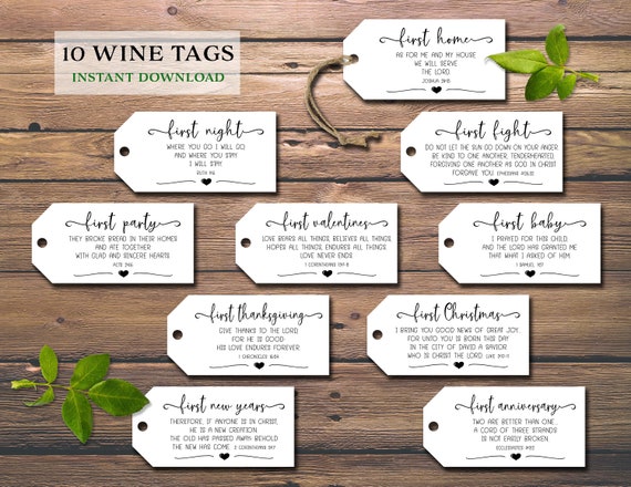Marriage Milestone Wine Gift Tags. Instant Download Printable. - Etsy