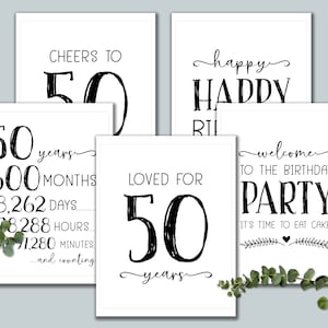 50th Birthday. Sign Bundle. Instant Download Printable. Cheers to 50 ...