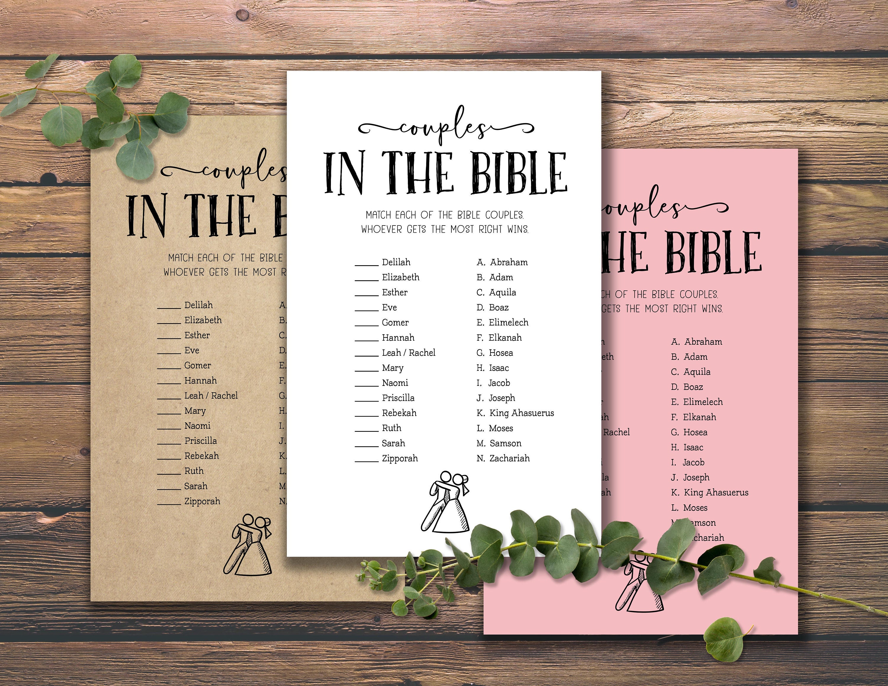 Couples In The Bible Bridal Shower Game Instant Download Etsy