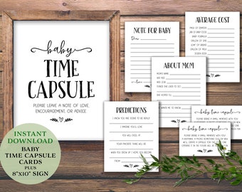 Baby Time Capsule. Instant download printable. Baby Shower gift idea. Cards, sign, shower invite insert, list to include. Child birthday.