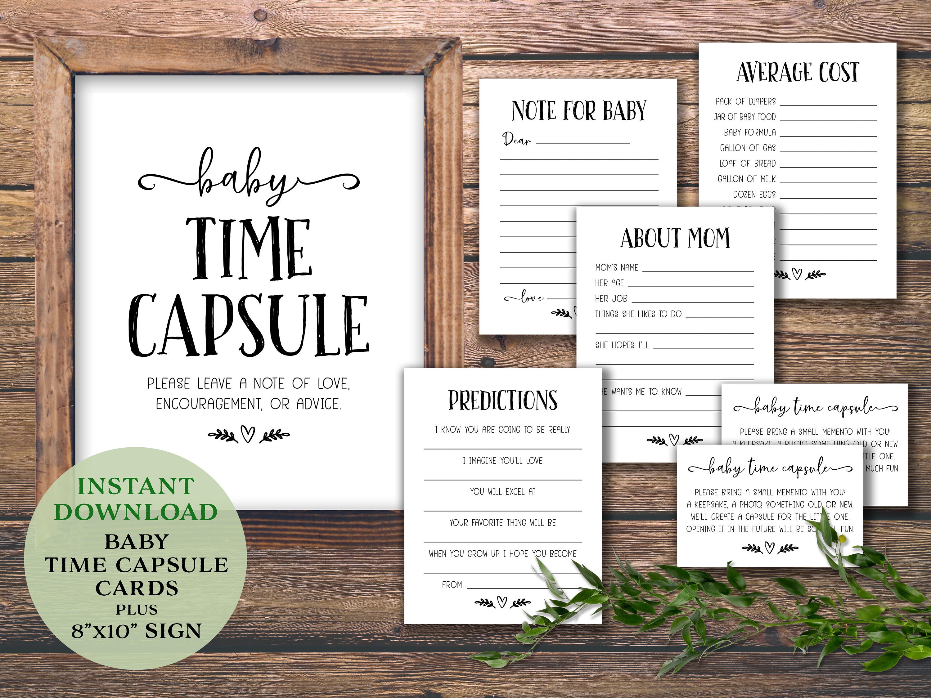 Baby Time Capsule. Instant Download Printable. Baby Shower Etsy