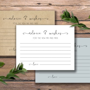 Advies en wensen voor de nieuwe Mr en Mrs.-receptiekaarten voor het huwelijk. Instant download afdrukbaar. Bruidsdouche spel. Bruid Bruidegom Woorden van wijsheid
