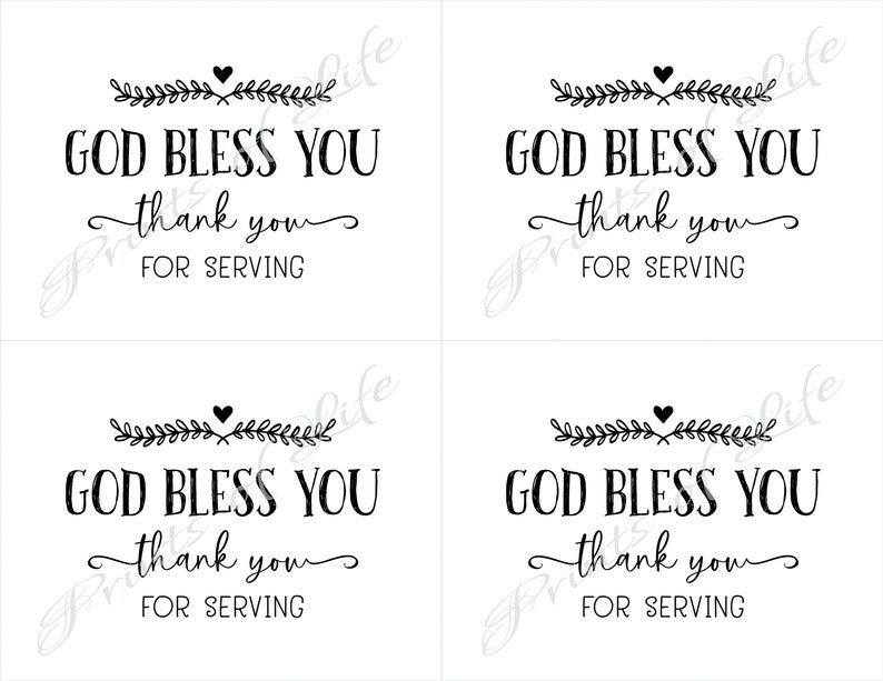 Thank You for Service cards. God Bless You. Instant download printable. Appreciation for serving. Pastor Church Military Essential Workers. image 7