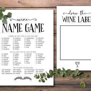 Draw the Wine Label game. Instant download printable. Bridal shower, bachelorette party, wine tasting, birthday, Christmas, girl&#39;s night.