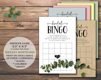 BINGO Bridal Shower Game. Instant download printable. Party game for bachelorette, wedding, marriage. Bride and groom. Rustic BINGO cards.