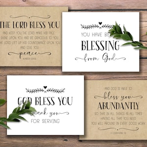 Thank You for Service cards. God Bless You. Instant download printable. Appreciation for serving. Pastor Church Military Essential Workers. image 1