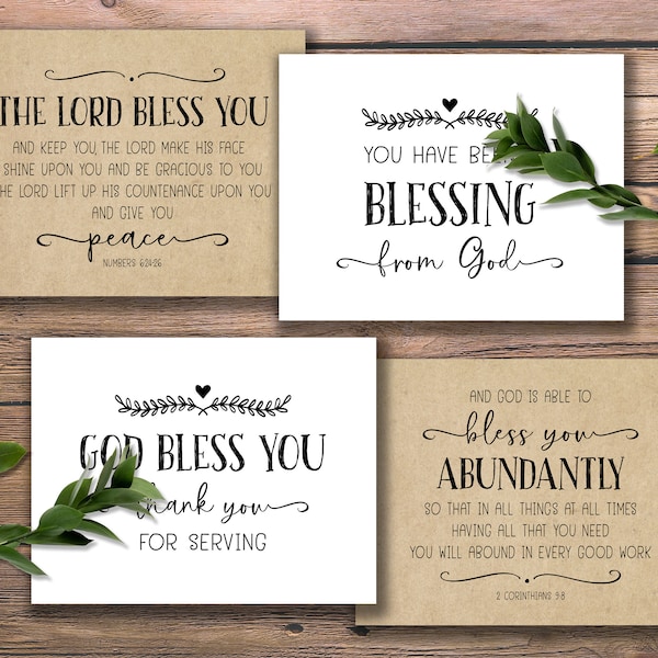 Thank You for Service cards. God Bless You. Instant download printable. Appreciation for serving. Pastor Church Military Essential Workers.