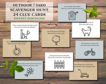 Scavenger Hunt. Outdoor. Backyard activity. Lawn games. Instant download printable. Treasure hunt game. Kids outdoors fun things to do.