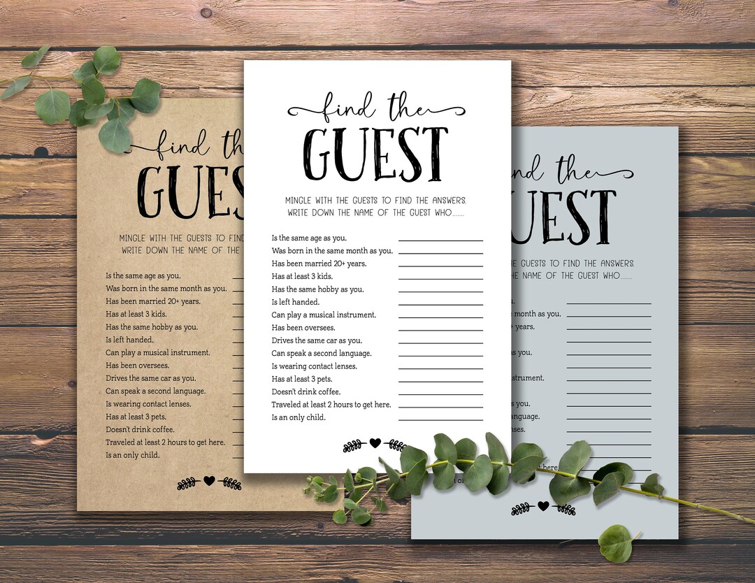 Find the Guest. Instant Download Printable. Bridal Shower - Etsy