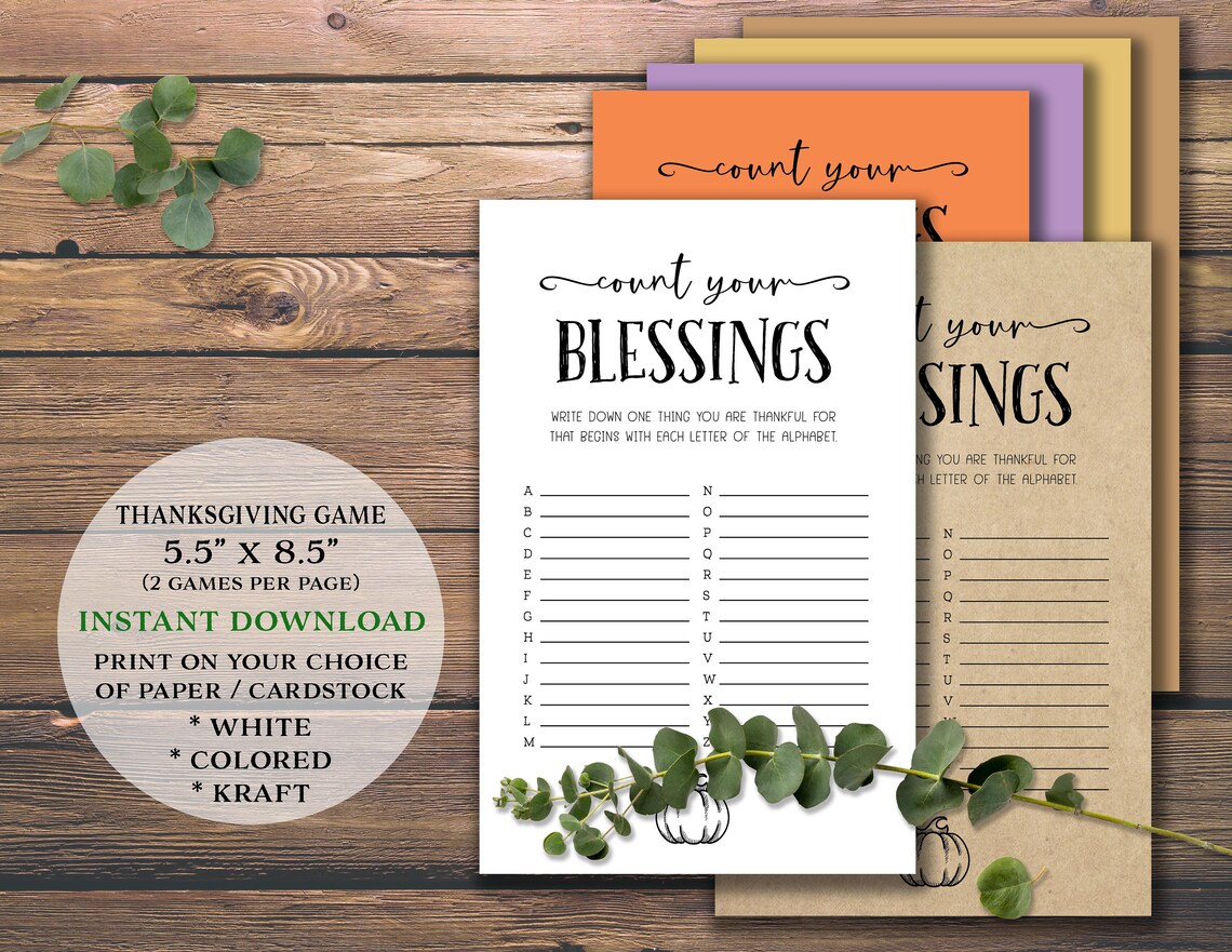 Count Your Blessings. Instant Download Printable. Thanksgiving | Etsy