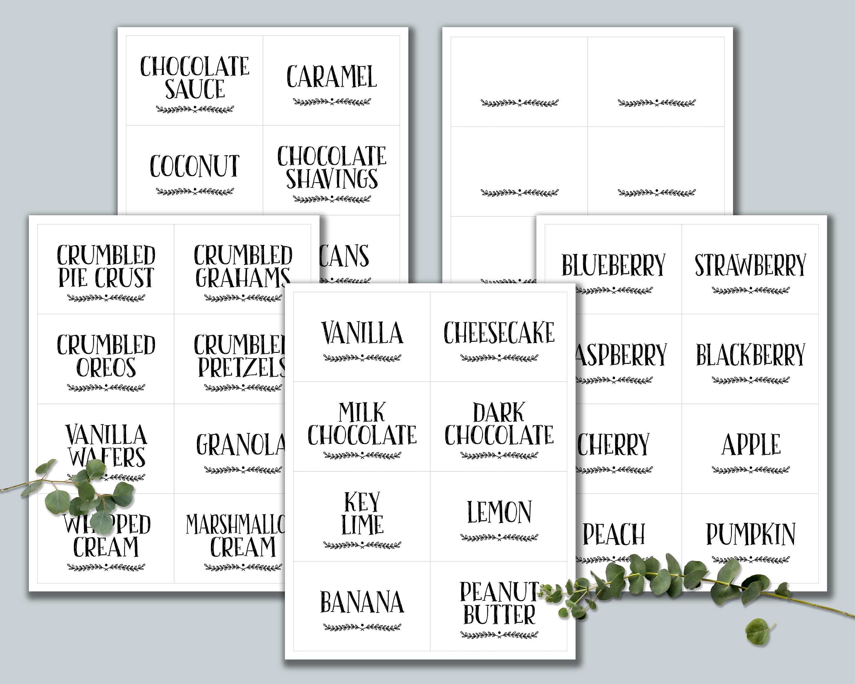 Pie Bar Sign. Instant Download Printable. Cream Pie Custard Table Decor ...