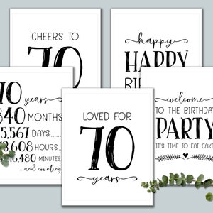 70th Birthday. Sign Bundle. Instant Download Printable. Cheers to 70 ...