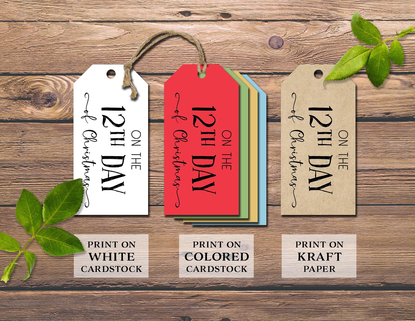 12 Days of Christmas Gift Tags & Card. Instant Download Printable ...