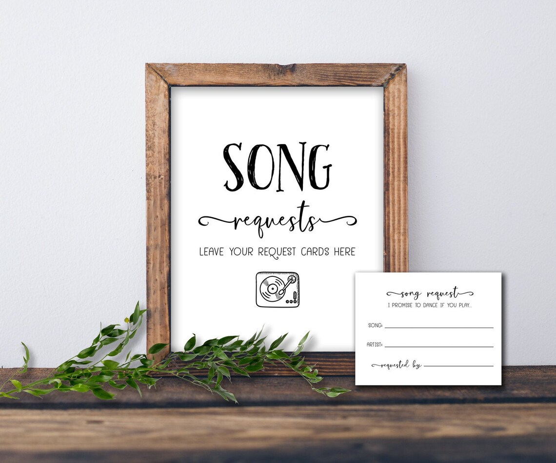 Song Request Cards. Wedding Reception Sign. Instant Download Etsy