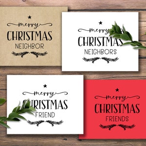 Cartoline di buon Natale dei vicini. Buon Natale amico. Download immediato stampabile. Vicinato. Amici. Biglietto d'auguri. Biglietti di auguri.